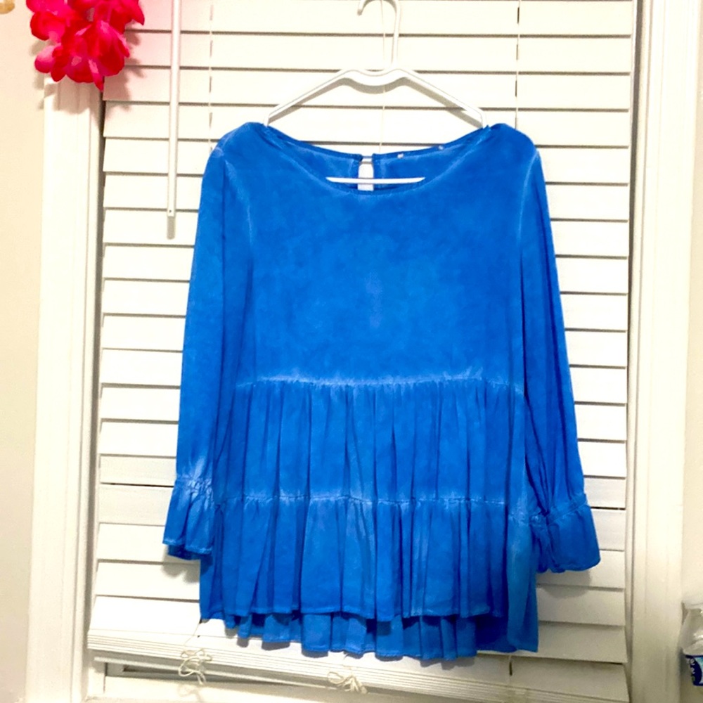 blue shirt with ruffles! (kids shirts)